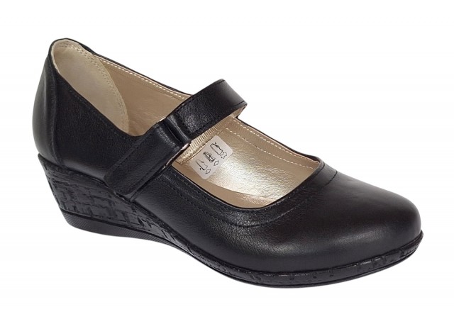 Pantofi dama cu bareta din piele naturala - Model Dans Negru P38N